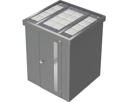 Gartenschrank mit Tür und Dach mit Steinen