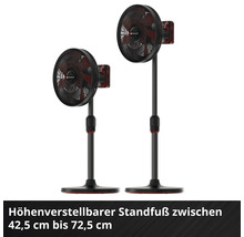 Zwei Einhell Akku-Standventilatoren mit verstellbarer Höhe