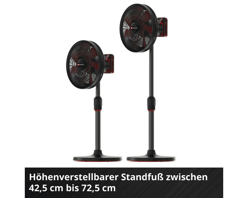 Zwei Einhell Akku-Standventilatoren mit verstellbarer Höhe