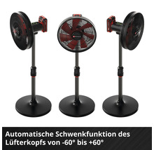 Drei Akku-betriebene Einhell Standventilatoren mit schwenkbarem Kopf