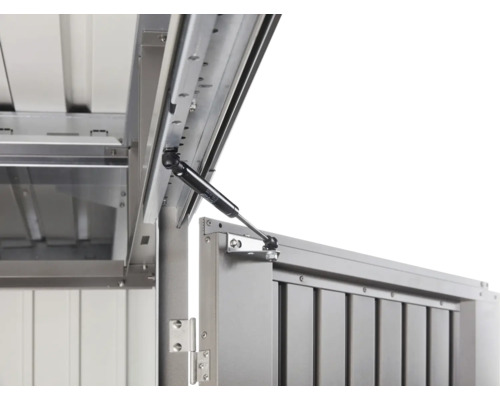 Detailansicht einer Box mit Gasdruckfeder