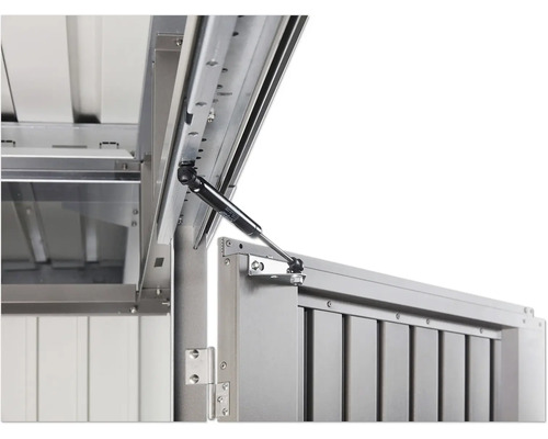 Detailansicht einer Gerätebox mit Gasdruckfeder