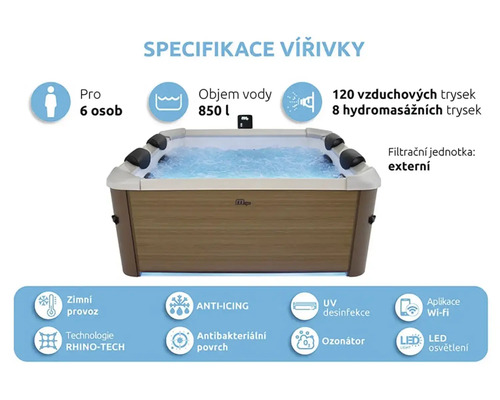 Whirpool Marimex Whirlpool AM063W mit Umwälzpumpe, 120 Luftdüsen, braun