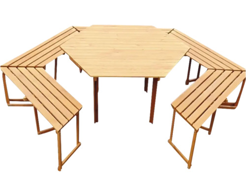 Holz Gartentisch mit Bänken