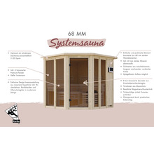 Systemsauna mit Glaselementen und Holzwänden