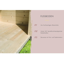 Detailansicht des Fußbodens aus Massivholz mit Nut- und Federbrettern