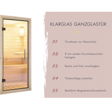 Glastür für Sauna mit Rahmen aus Massivholz und Sicherheitsglas