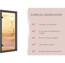 Klarglas Ganzglastür mit massivem Holzrahmen und Sicherheitsglas