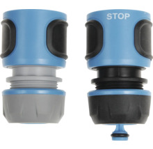 Zwei Schlauchverbinder, einer mit Stoppfunktion