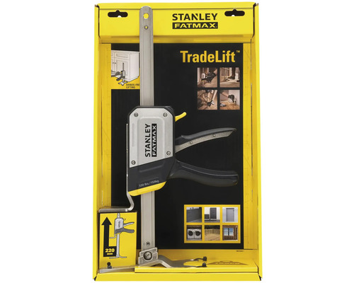 Stanley Fatmax TradeLift in gelber Verpackung. Die Hebekraft beträgt 150 Kilogramm.