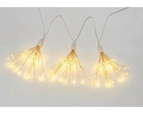 Drei Lichterketten mit LED-Leuchtpunkten in Sternform