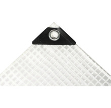 Detailaufnahme einer Gewebeplane mit Öse