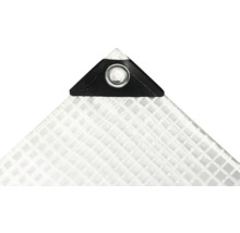 Detail einer transparenten Gewebeplane mit Öse