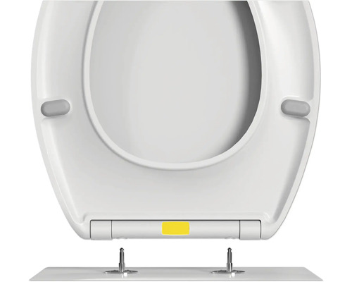 Weißer Toilettensitz mit Befestigungsmaterial