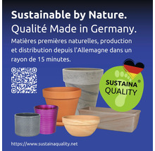 Verschiedene Blumentöpfe mit Sustaina Quality Siegel