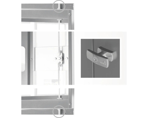 Detailansicht eines Metallschranks mit Verschlussmechanismus