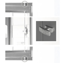 Detailansicht eines Metallschranks mit Verschlussmechanismus