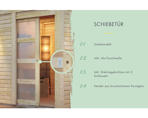 Holzschiebetür mit Fenster aus bruchsicherem Kunstglas