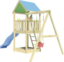 Spielturm mit Schaukel, Rutsche und Leiter aus Holz
