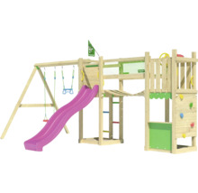 Spielplatz mit Schaukel, Rutsche und Kletterwand für den Garten