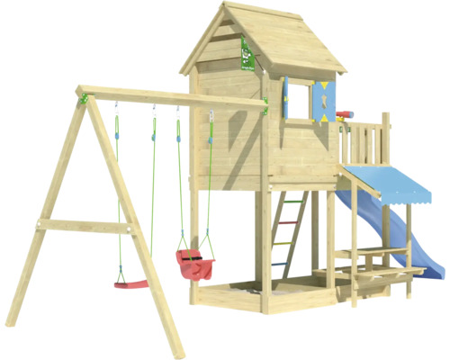 Spielturm mit Schaukel, Rutsche und Kletterleiter für den Garten