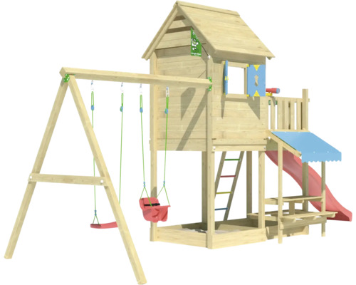 Spielturm mit Schaukel, Rutsche und Leiter für den Garten