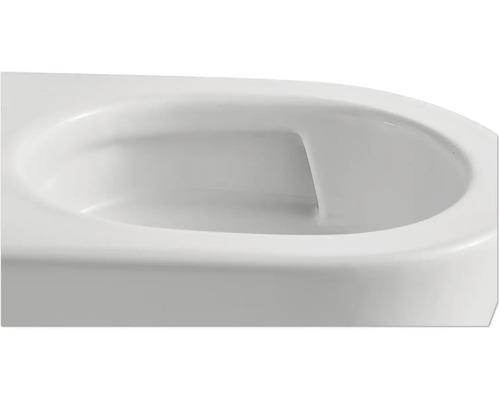 Detailansicht eines weißen Hänge-WCs