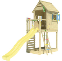Spielturm aus Holz mit Rutsche und Leiter