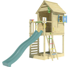 Spielturm aus Holz mit Rutsche und Leiter für den Garten
