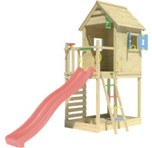 Spielturm aus Holz mit Rutsche und Leiter für den Außenbereich