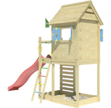 Spielhaus aus Holz mit Rutsche und Leiter für den Garten