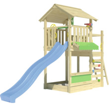 Holzspielturm mit Rutsche und Kletterwand für den Außenbereich