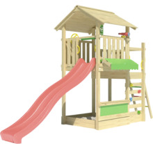 Spielturm mit Rutsche und Kletterwand für den Garten