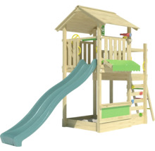Spielturm mit Rutsche, Leiter und Sandkasten aus Holz