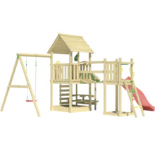 Spielturm aus Holz mit Schaukel, Rutsche und Klettergerüst für den Garten