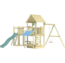 Spielturm mit Rutsche, Schaukel und Kletterwand für den Garten