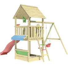 Spielturm mit Rutsche, Schaukel und Sandkasten für den Außenbereich