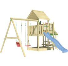 Holzspielplatz mit Rutsche und Schaukel für den Garten
