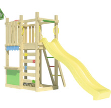 Kinderspielturm aus Holz mit Rutsche