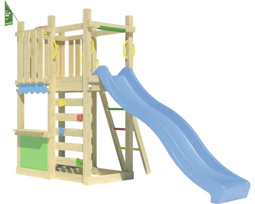 Spielturm mit Rutsche und Kletterwand für den Außenbereich
