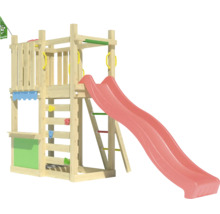 Spielturm aus Holz mit Rutsche, Leiter und Kletterwand