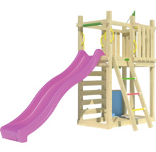 Spielturm mit Rutsche und Kletterleiter aus Holz