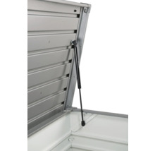 Detailansicht eines geöffneten Geräteschranks mit Gasdruckfeder