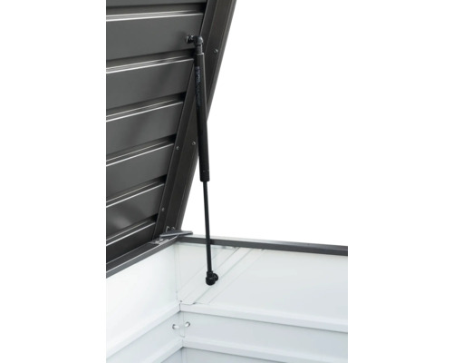 Detailansicht einer geöffneten Gerätebox mit Gasdruckfeder