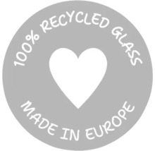 Siegel: 100 Prozent recyceltes Glas, hergestellt in Europa