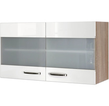 Hängeschrank mit vier Türen, Schubladen und Holzrahmen