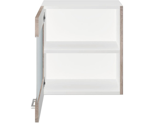 Offener weißer Badschrank mit zwei Regalböden