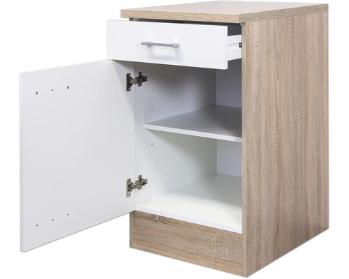 Nachtschrank mit Schublade und Tür, Holzoptik