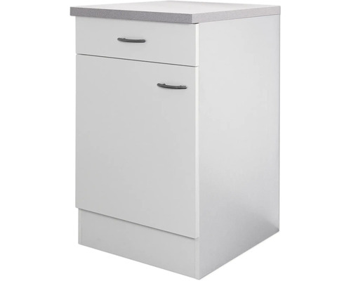 Weißer Unterschrank mit Schublade und Arbeitsplatte