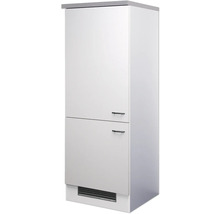 Weißer Hochschrank mit zwei Türen und Griffen